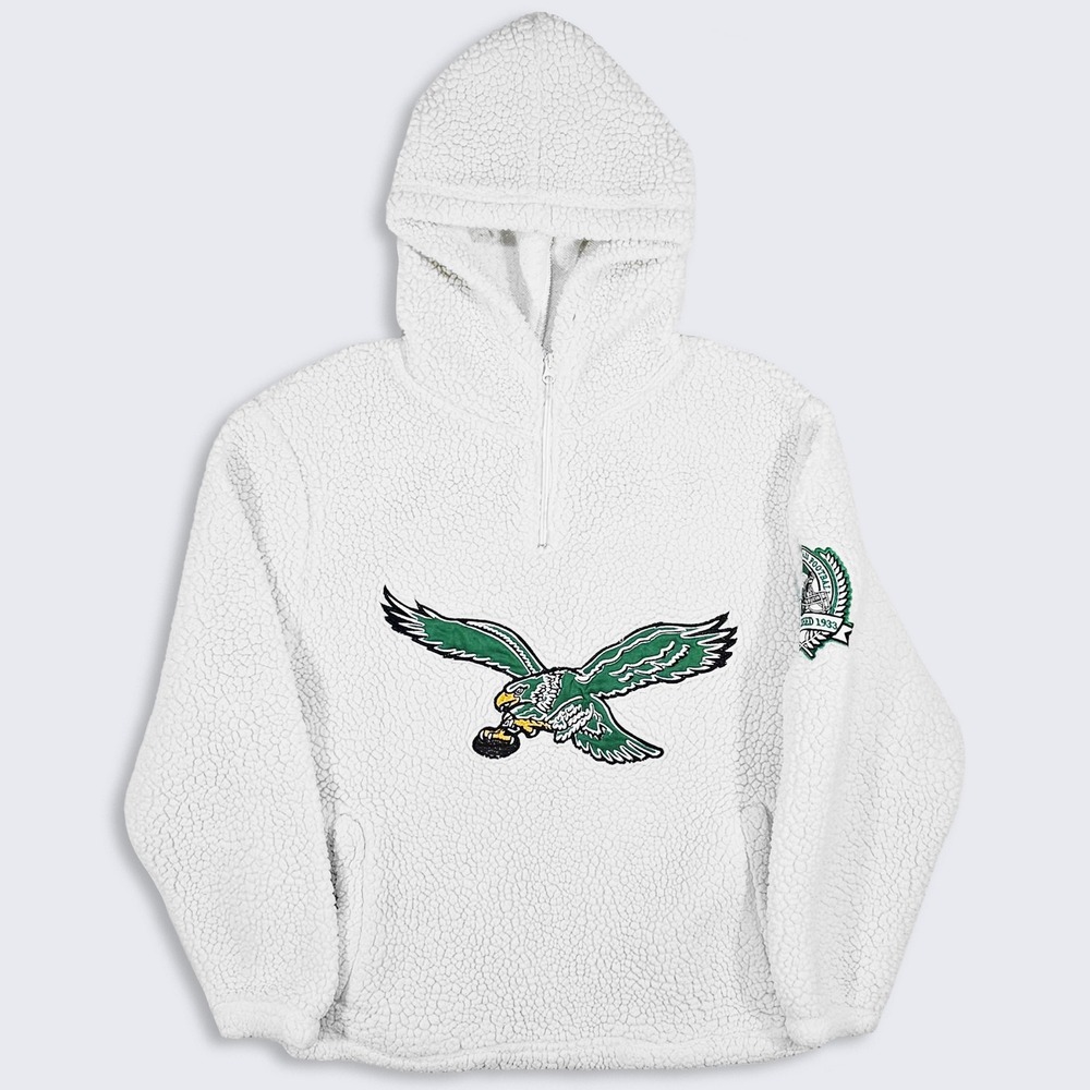 Philadelphia Eagles Quarter-Zip Sherpa Hoodie Sweatshirt